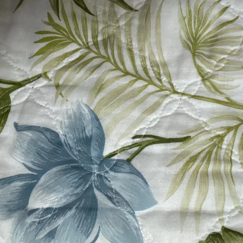 Set 2 Tommy Bahama Home Quilted Queen Pillow Case Tropical Print 100% Cotton